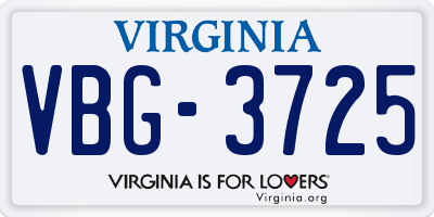 VA license plate VBG3725