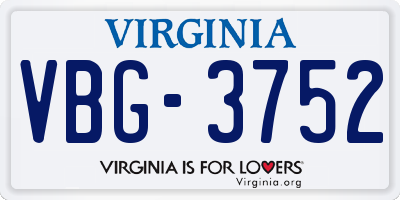 VA license plate VBG3752