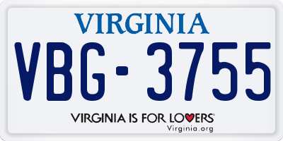 VA license plate VBG3755