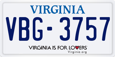 VA license plate VBG3757