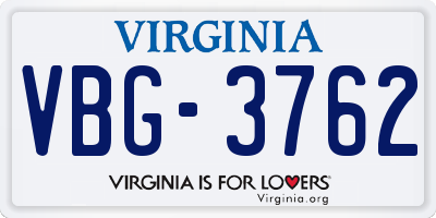 VA license plate VBG3762
