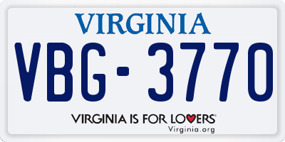VA license plate VBG3770