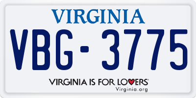 VA license plate VBG3775