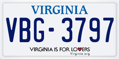 VA license plate VBG3797