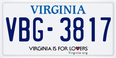 VA license plate VBG3817