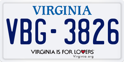 VA license plate VBG3826