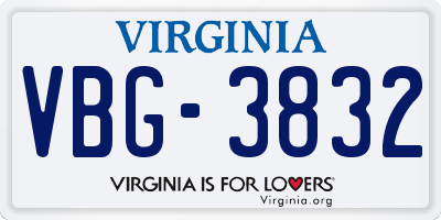 VA license plate VBG3832