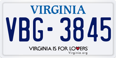 VA license plate VBG3845