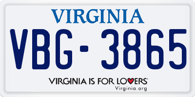 VA license plate VBG3865