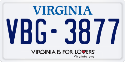 VA license plate VBG3877
