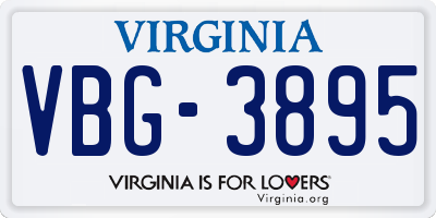 VA license plate VBG3895