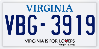 VA license plate VBG3919