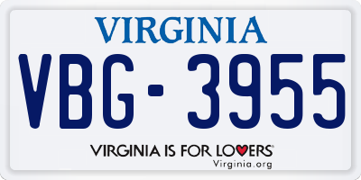 VA license plate VBG3955