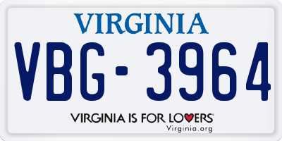 VA license plate VBG3964