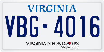 VA license plate VBG4016