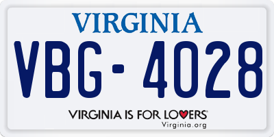 VA license plate VBG4028