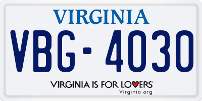 VA license plate VBG4030