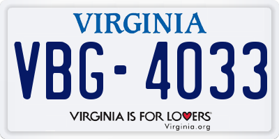 VA license plate VBG4033