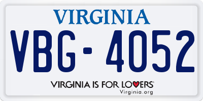 VA license plate VBG4052