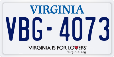 VA license plate VBG4073