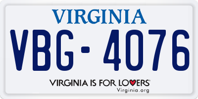 VA license plate VBG4076