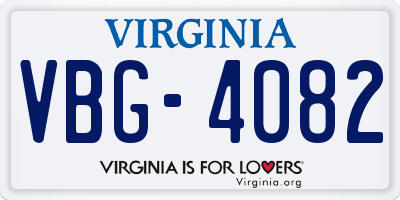 VA license plate VBG4082
