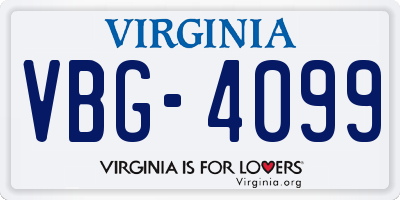 VA license plate VBG4099