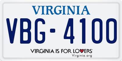 VA license plate VBG4100