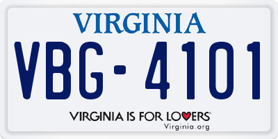 VA license plate VBG4101
