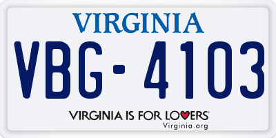 VA license plate VBG4103