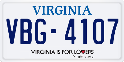 VA license plate VBG4107