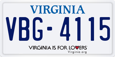 VA license plate VBG4115