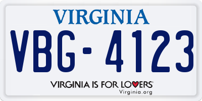 VA license plate VBG4123