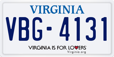 VA license plate VBG4131