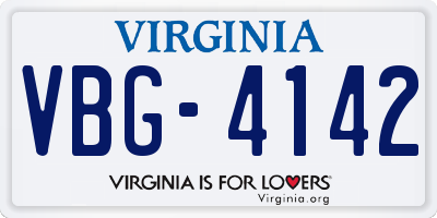 VA license plate VBG4142