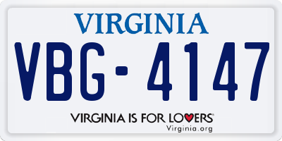 VA license plate VBG4147
