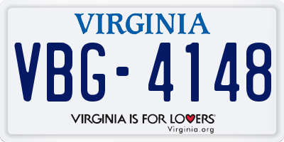 VA license plate VBG4148