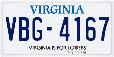 VA license plate VBG4167