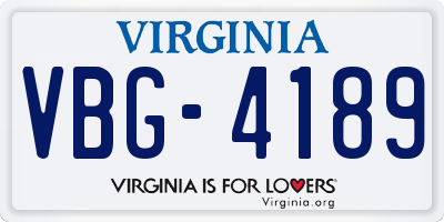 VA license plate VBG4189