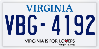 VA license plate VBG4192