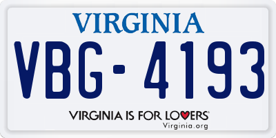 VA license plate VBG4193