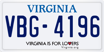 VA license plate VBG4196