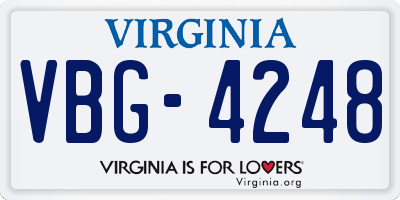 VA license plate VBG4248