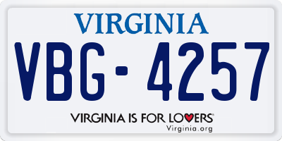 VA license plate VBG4257