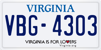 VA license plate VBG4303