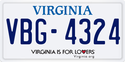 VA license plate VBG4324