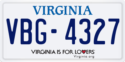 VA license plate VBG4327