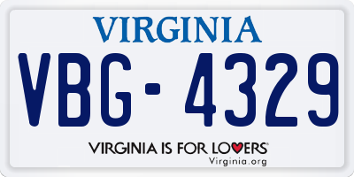 VA license plate VBG4329