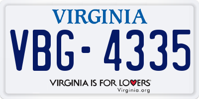 VA license plate VBG4335