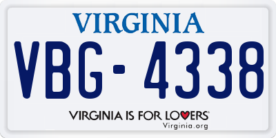 VA license plate VBG4338
